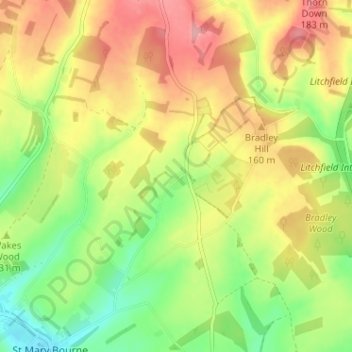 Egbury topographic map, elevation, terrain