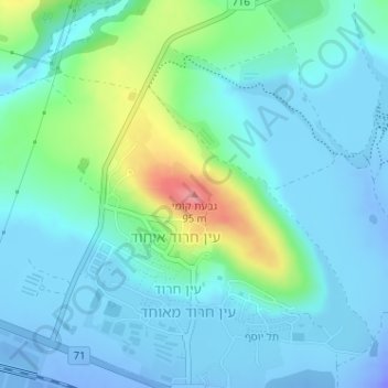 Givat Qumi topographic map, elevation, terrain