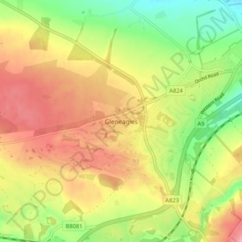 Gleneagles topographic map, elevation, terrain