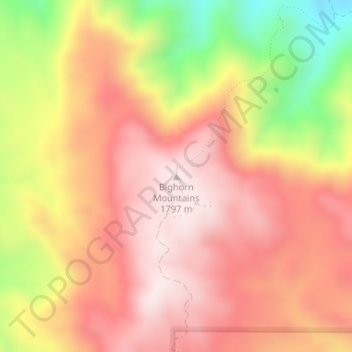 Bighorn Mountains topographic map, elevation, terrain