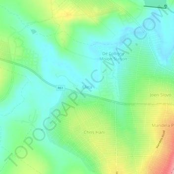 Efeta topographic map, elevation, terrain