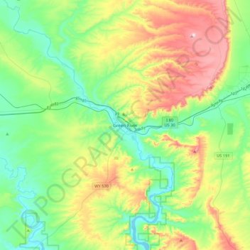 Green River topographic map, elevation, terrain