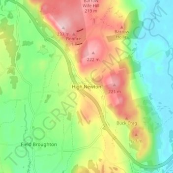 High Newton topographic map, elevation, terrain