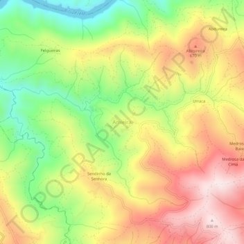 Amieira topographic map, elevation, terrain