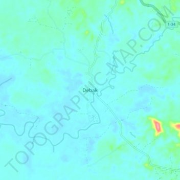 Debak topographic map, elevation, terrain