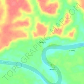 Caroline topographic map, elevation, terrain