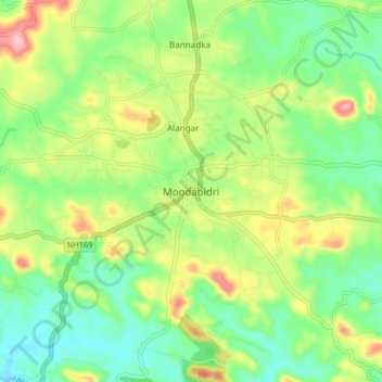 Moodabidri topographic map, elevation, terrain