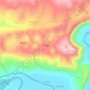 Koragi topographic map, elevation, terrain