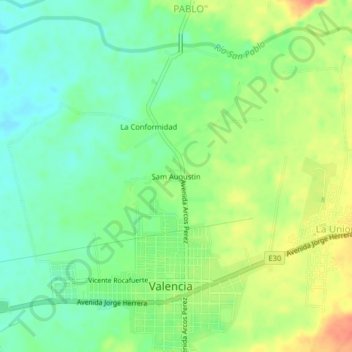 Sam Augustin topographic map, elevation, terrain