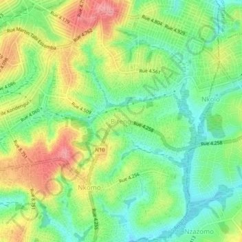Biteng topographic map, elevation, terrain