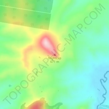 Nightcap topographic map, elevation, terrain