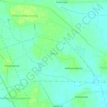 Vellur topographic map, elevation, terrain