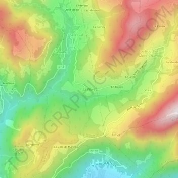 Le Villard topographic map, elevation, terrain