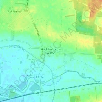 Hockwold cum Wilton topographic map, elevation, terrain