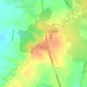 Morattandi topographic map, elevation, terrain