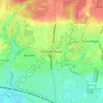 Farnham Royal topographic map, elevation, terrain