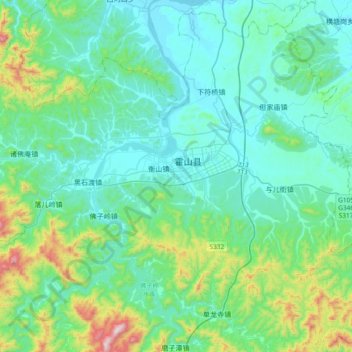 Huoshan topographic map, elevation, terrain
