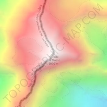 Nevado del Plomo topographic map, elevation, terrain