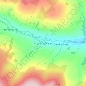 St. John's Chapel topographic map, elevation, terrain