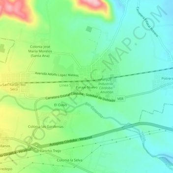 Paraje Nuevo topographic map, elevation, terrain