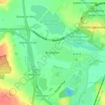 Brampton topographic map, elevation, terrain