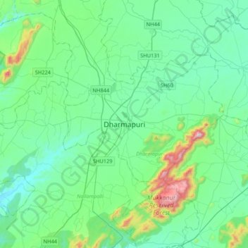 Dharmapuri topographic map, elevation, terrain