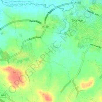 Moreton topographic map, elevation, terrain