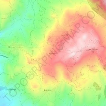 Meladeia topographic map, elevation, terrain