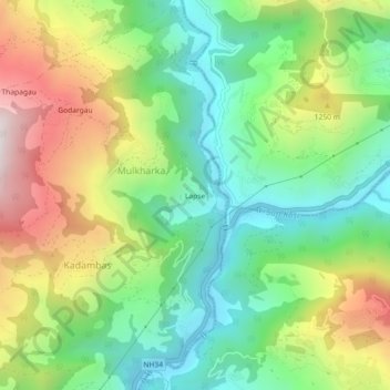 Lapse topographic map, elevation, terrain