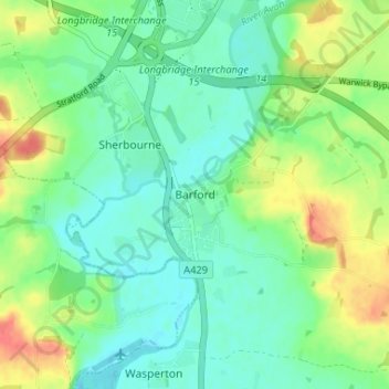 Barford topographic map, elevation, terrain