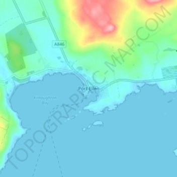 Port Ellen topographic map, elevation, terrain