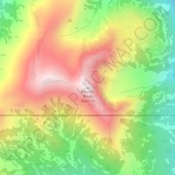 Electric Peak topographic map, elevation, terrain