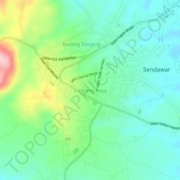 Simpang Raya topographic map, elevation, terrain