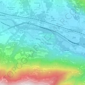 Rivetto topographic map, elevation, terrain