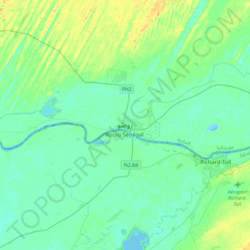 Rosso topographic map, elevation, terrain