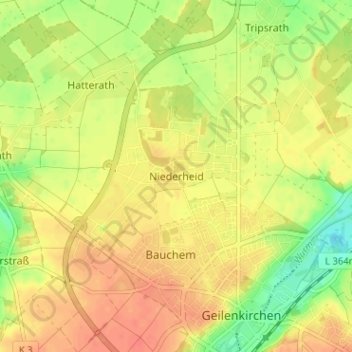 Niederheid topographic map, elevation, terrain