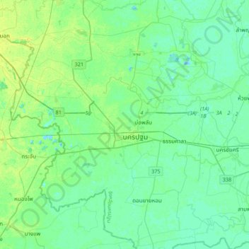 Nakhon Pathom topographic map, elevation, terrain