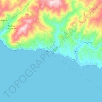 Plomari topographic map, elevation, terrain