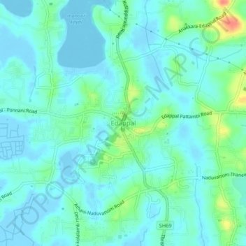 Edappal topographic map, elevation, terrain