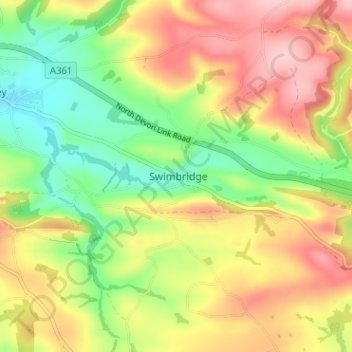 Swimbridge topographic map, elevation, terrain