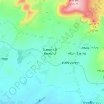 Stanton St Bernard topographic map, elevation, terrain