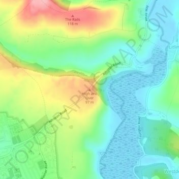 High and Over topographic map, elevation, terrain