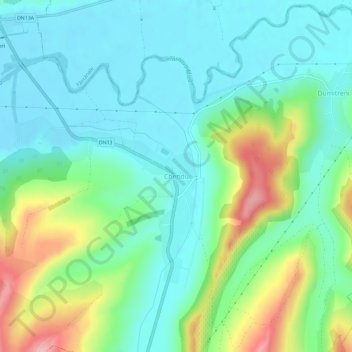 Chendu topographic map, elevation, terrain