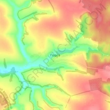 Poroz topographic map, elevation, terrain