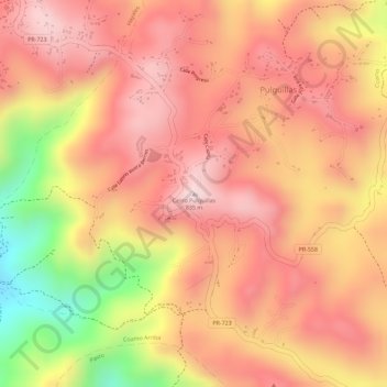 Cerro Pulguillas topographic map, elevation, terrain