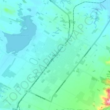 Levin topographic map, elevation, terrain