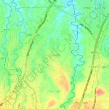 Ciujung topographic map, elevation, terrain