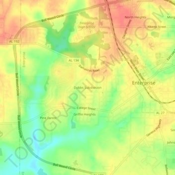 Dobbs Subdivision topographic map, elevation, terrain
