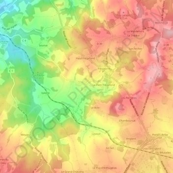 Gandeloup topographic map, elevation, terrain