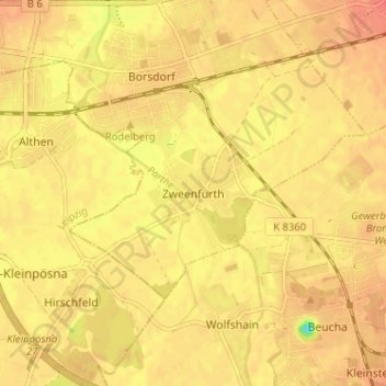 Zweenfurth topographic map, elevation, terrain